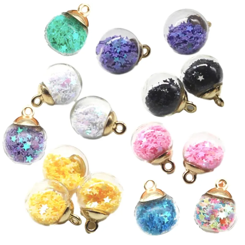 20 шт. прозрачные стеклянные подвески в виде звезд и пайеток 15 мм|Шармы| |