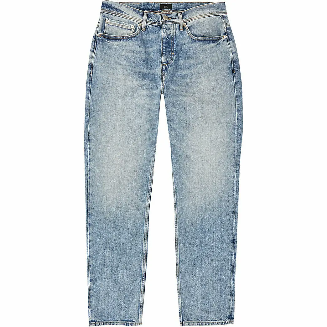 

River Island Mens Blue Light Wash Dean Straight Fit Jeans