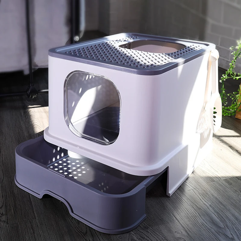 

Jumbo Litter Box Cat Litter Box Fully Enclosed Large Cat Litter Box Drawer Top Entry Type Splash-proof Deodorant Deodorant Super