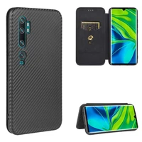 new carbon fibre flip phone case for xiaomi mi note 10 note10 pro note10 lite cc9 pro thin back cover magnet coque fundas