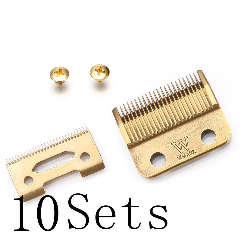 Golden 10 sets WMARK лезвия профессиональная аккумуляторная машинка для стрижки волос лезвие Высококачественная карбоновая сталь машинка для стрижки аксессуары золотистого цвета для выбора Золотой винты - Цвет: Golden 10 sets