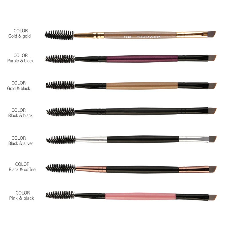 Кисть для бровей с деревянной ручкой расческа ресниц плоская угловая