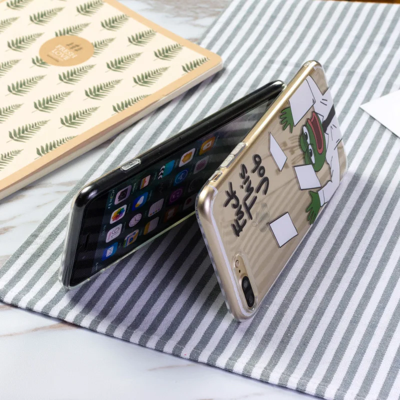 IPHONE7/7Plus/8/8plus/X/XS/XR/XS MAX TPU Clearly phone Case Sad Frog Pepe Ultra-thin Creative Soft Protective Cover |