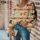 Женская блузка с рукавами-фонариками, свободного покроя