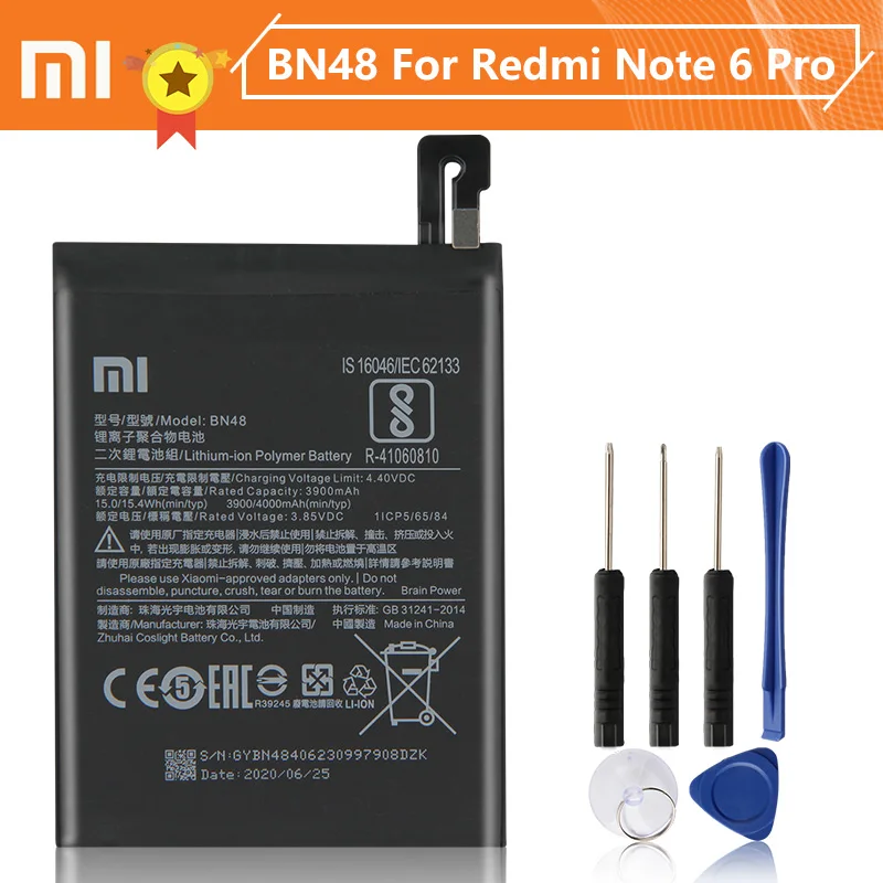 Аккумулятор для телефона Xiao Mi Xiaomi BN48 mi Redmi Note 6 Pro Note6 4000 мАч оригинальный сменный
