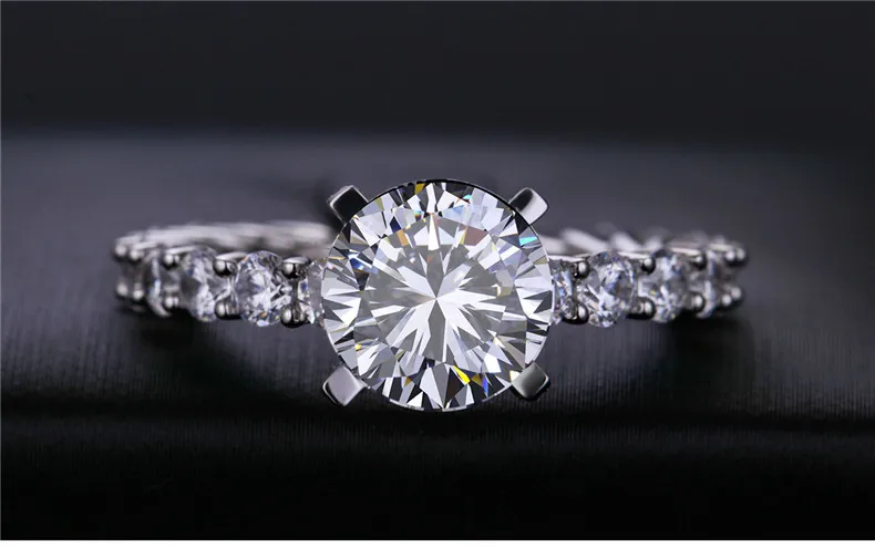 9*9mm round cut Diamond Ring not fake S925 sterling silver fine wedding proposal citrine sapphire amethyst ruby coloured diamond