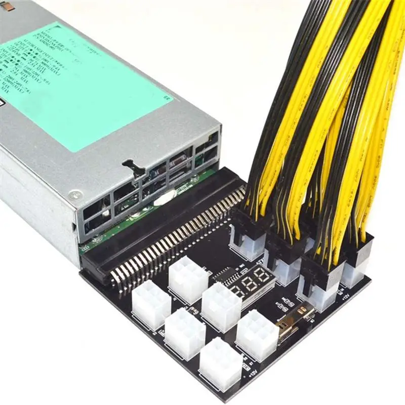 

PCI-E Power Supply Breakout Board Adapter Set 12/17 Ports 6Pin PSU GPU Graphics Card Power Adapter with Cable