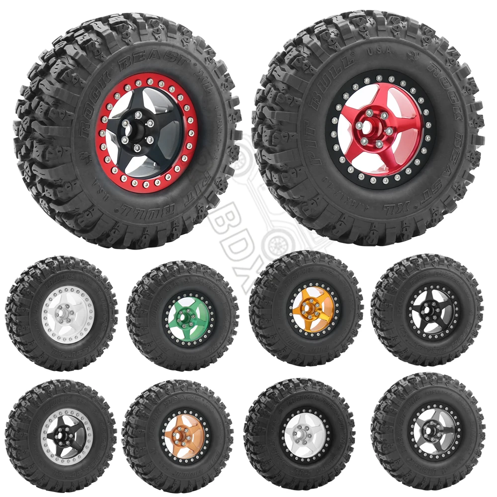 Metal 2.2 Inch Beadlock Wheels Rim Rubber Tyres for 1/10 1/8 RC Crawler  Axial SCX10 Capra 1.9 UTB RBX10 YK4082 TRX-4