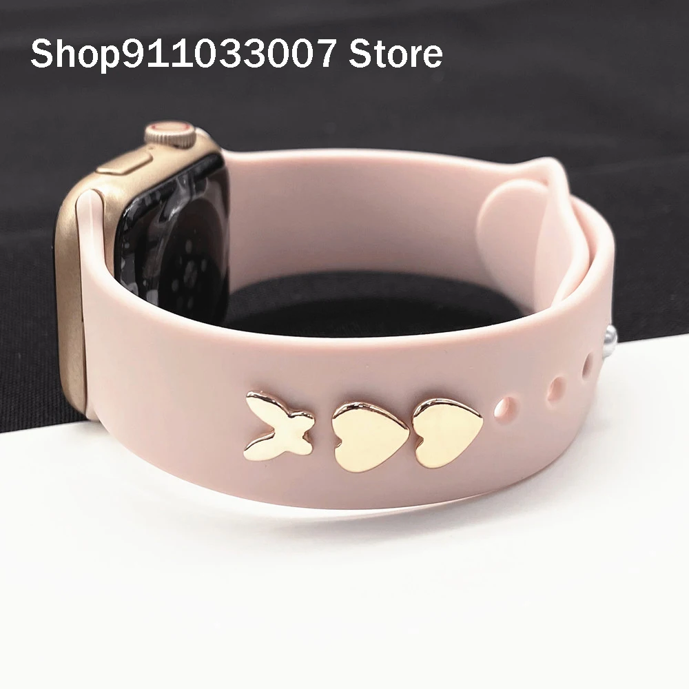 

Metal Decorative Charms For Apple Watch Band Silicone Strap Accessories for iwatch Rubber Bracelet Sports Decorative Nails