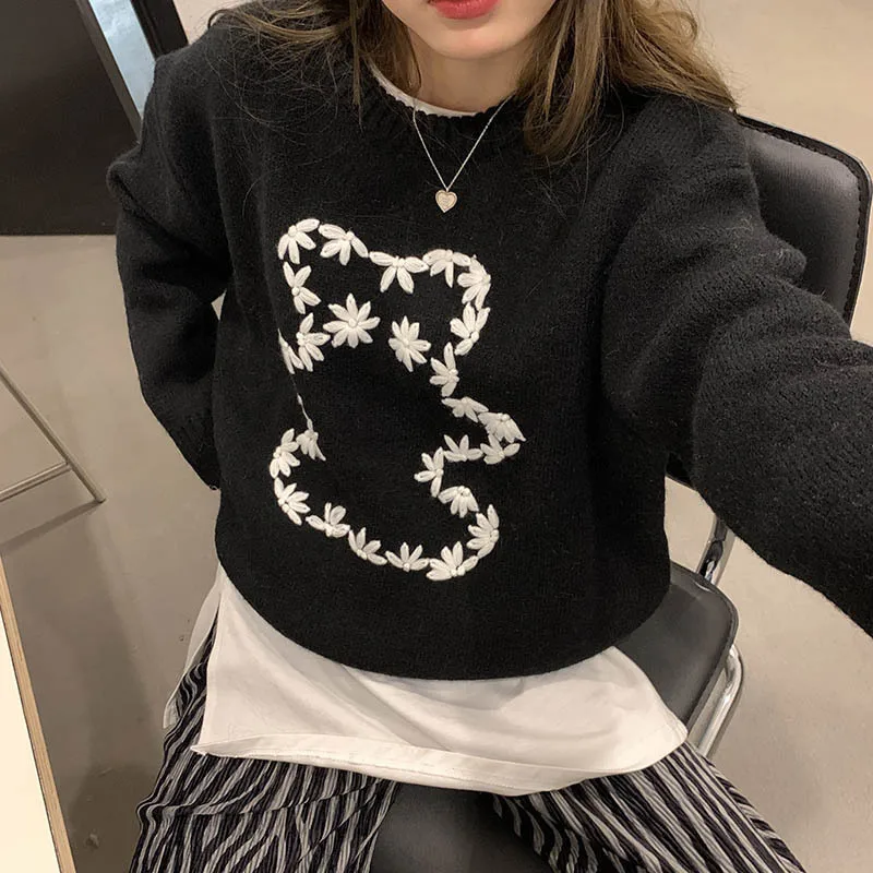 

Sweater More Gentle Japanese Female Loose Wear Han Edition Ins Wind Bear Lazy Wind Net HongQiuDong Coat