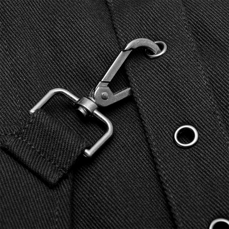 

PUNK RAVE Men's Punk Detachable Pleated Skirt Metal Punk Double Waist Belt Loose Stage Performance Cosplay Costume Half Skirt