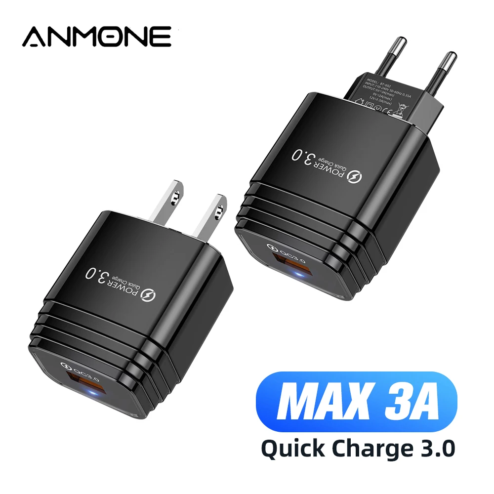 ANMONE Quick Charge 3 0 18 Вт QC 2 быстрое зарядное устройство USB портативное для телефона