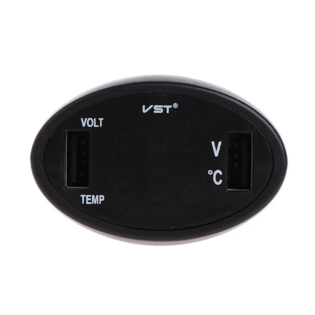 Car Digital LED Thermometer Voltmeter Auto Dual USB Charger Battery Monitor Temperature Gauge | Автомобили и мотоциклы