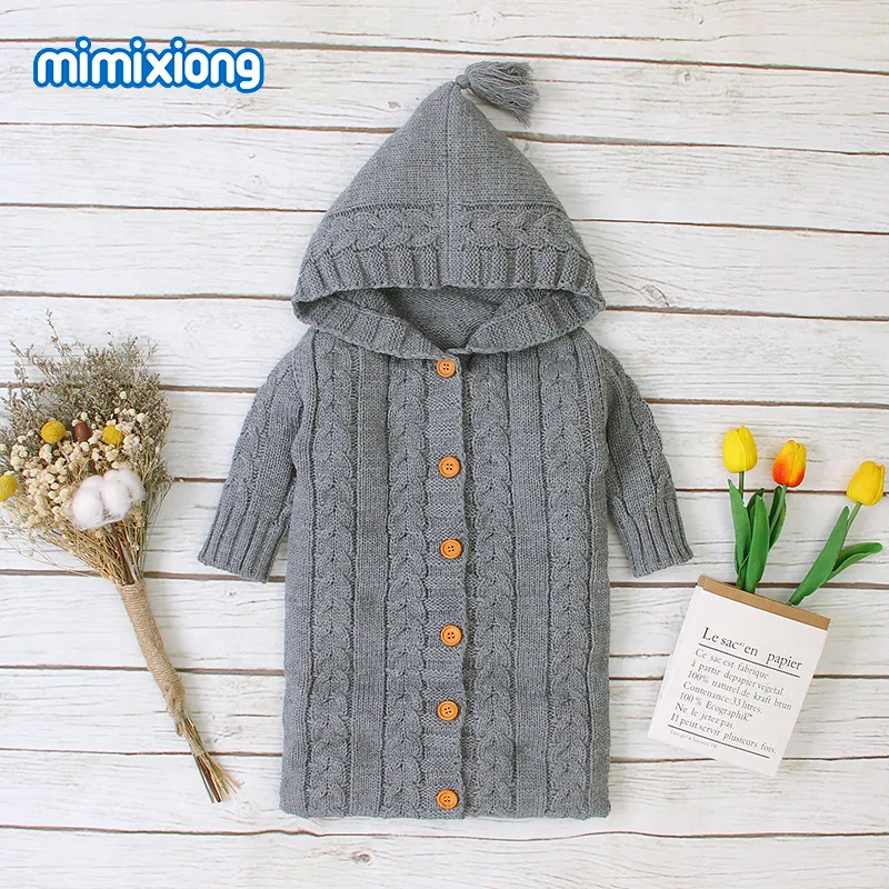 

Baby Knitting Warm Blanket Sleeping Bag Footmuff Soft Cotton Envelope New Born Boy Girl Swad Wrap kid Sleep sacks Fashion babies