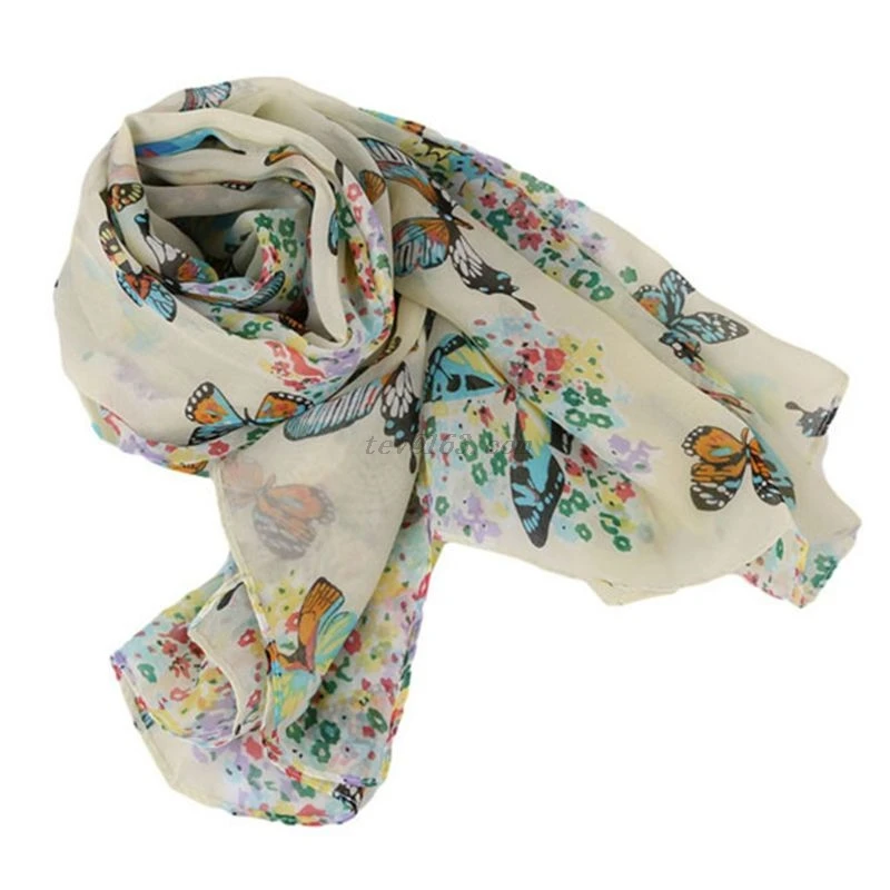 135x40 см женский длинный шифоновый шарф в богемном стиле цветная шаль с цветочным