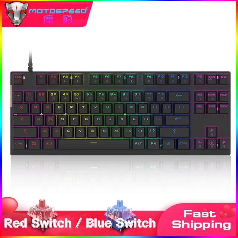 Оригинальная механическая клавиатура Motospeed CK82 с RGB подсветкой USB Проводная