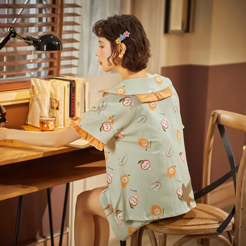 

Summer Cute Cotton Kawaii Pajamas for Women Casual 2020 Korean Plus Size Lingerie Pijama Mujer Leisure Wear Pygama Femme Pj Set