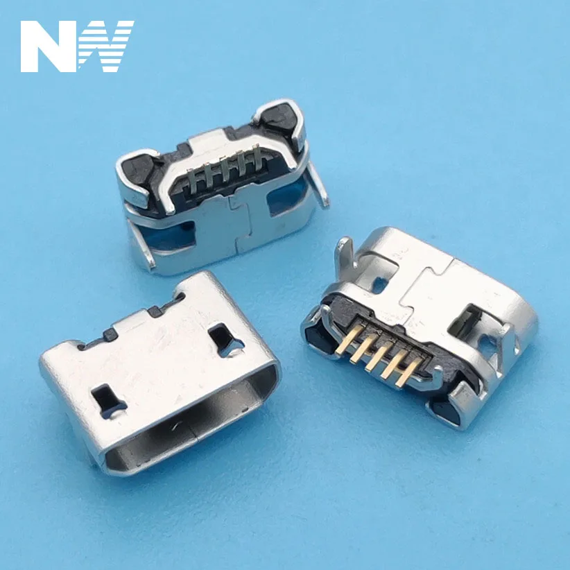 10 шт. Micro Usb 5Pin Jack Ox Hom длинная игла гнездовой разъем с плоским отверстием для