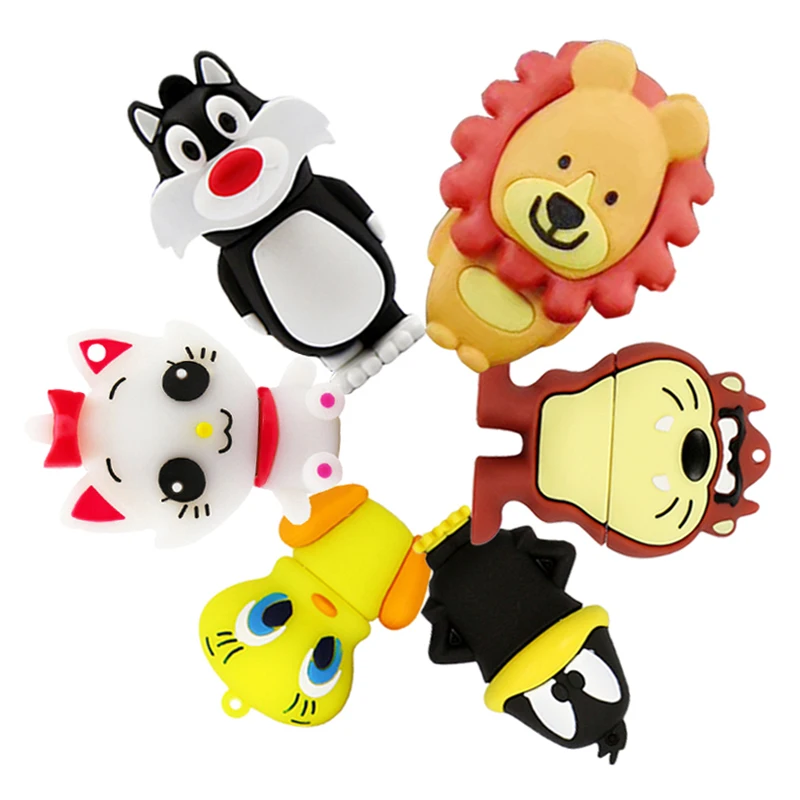 Мультяшный флеш накопитель утка лиса ворона Лев usb 64 ГБ 32 16 8 4 для детей|USB