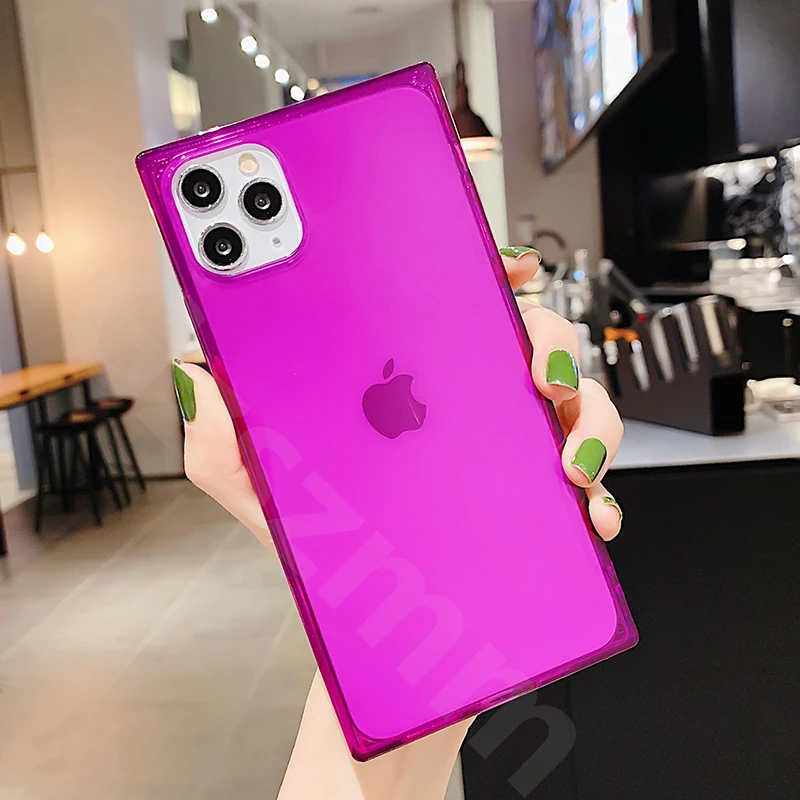 Глянцевые Мягкие силиконовые чехлы из ТПУ для Iphone 11 12 Pro Max Xs 6 6S 7 8 Plus X XR квадратный