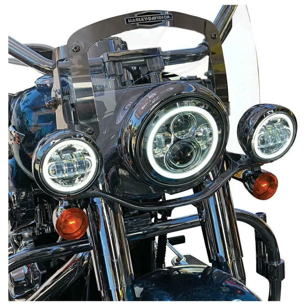 Black 7&quot inch Motorcycle Motorbike Headlight LED Front Light Headlamp 5000LM for Harley Touring Sportster Bobber Chopper Custom |