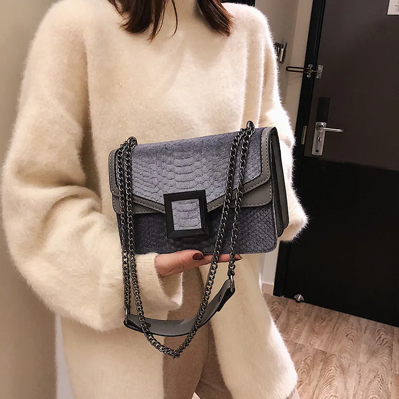 Новая мода велюр из змеиной кожи через плечо курьерские Сумки для женщин рубашки