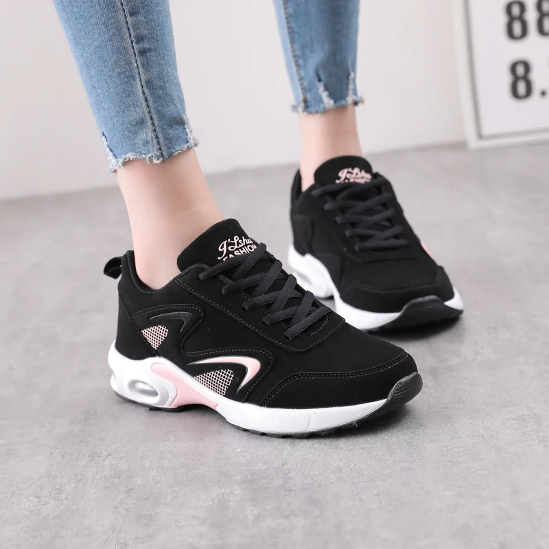 RUMDAX Air Cushion Women Tennis Shoes Black Breathable Wear-resistant Fitness Sport Shoes Outdoor Basket Femme Sneakers