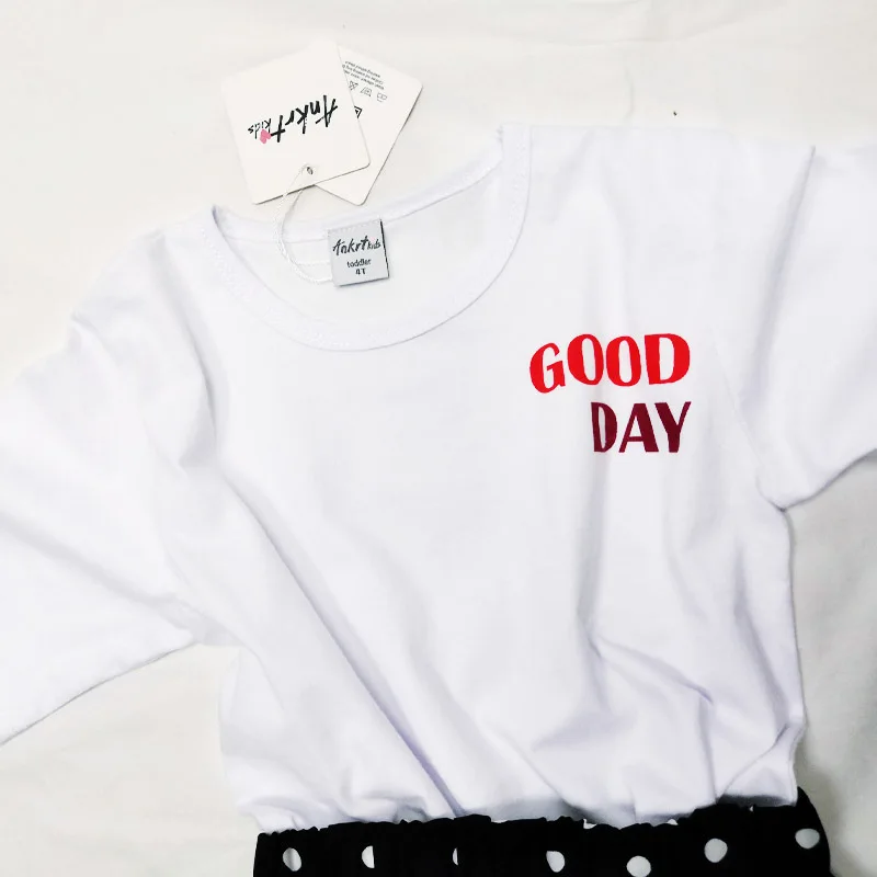 

Parent-child outfit T-shirt wide-leg pants suit girl summer 20 new foreign Korean polka dot pants children two-piece suit