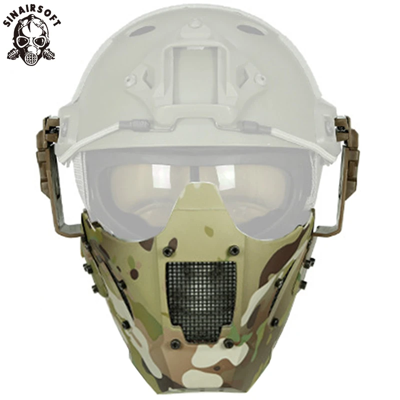 Тактическая Боевая маска на половину лица защитная для военных игр стрельбы охоты страйкбола пейнтбола