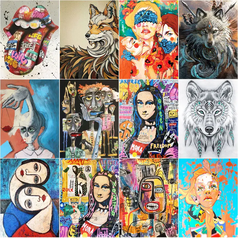 

Graffiti Abstract Hand Painting Diamond Painting 5D DIY Cross Stitch Embroidery Rhinestone Full Paste For Living Room Home Decor