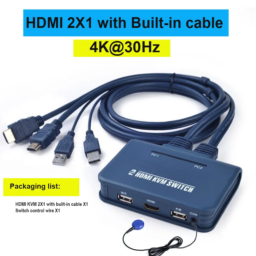 Коммутатор 4K KVM HDMI-совместимый HD USB коммутатор 4-портовый сплиттер 2 порта |