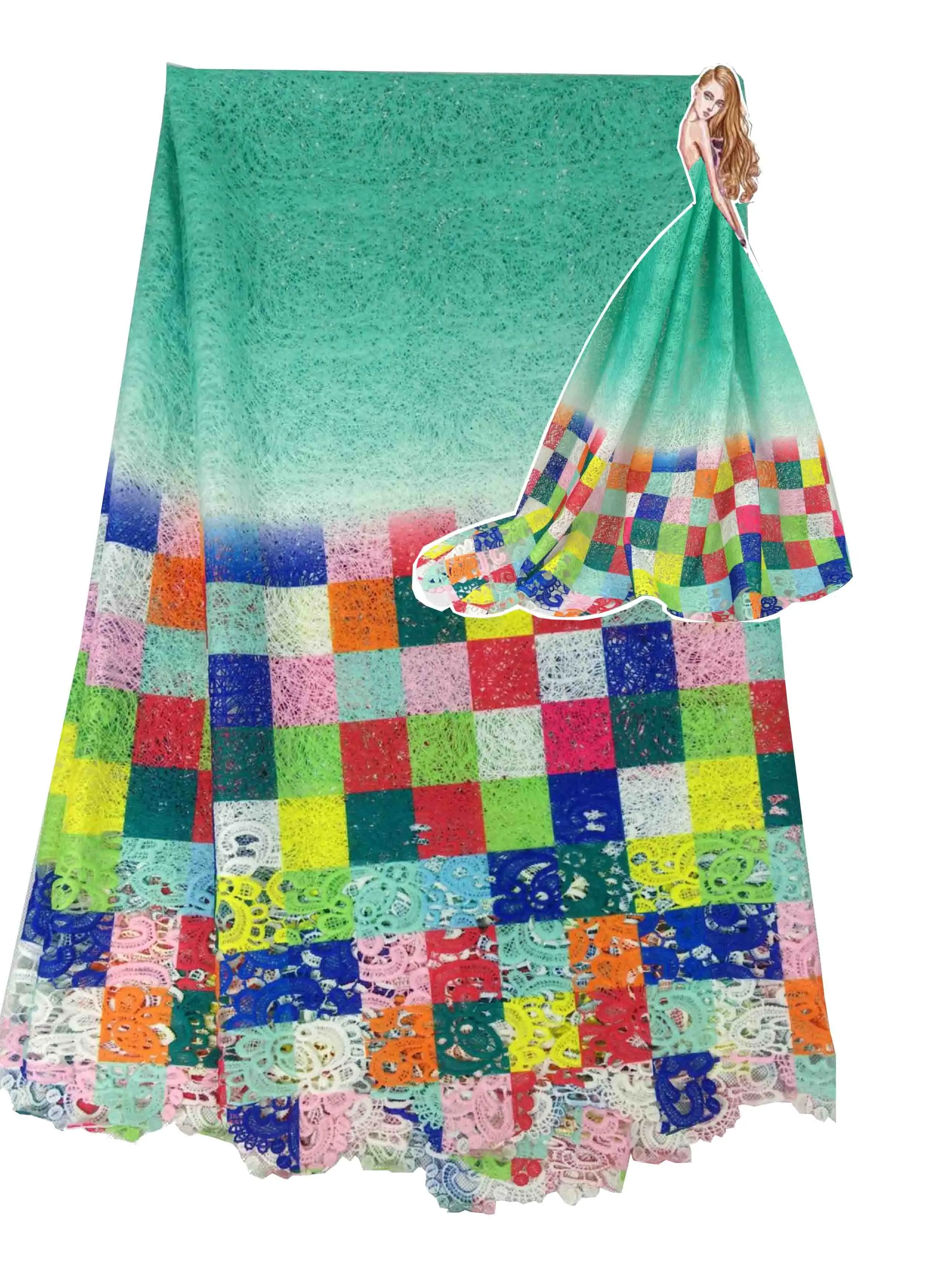 

ALC-M103 Африканский гипюр, молочный шелк, кружевная ткань для платьев, высококачественное нигерийское зеркальное водорастворимое кружево 5y/л...