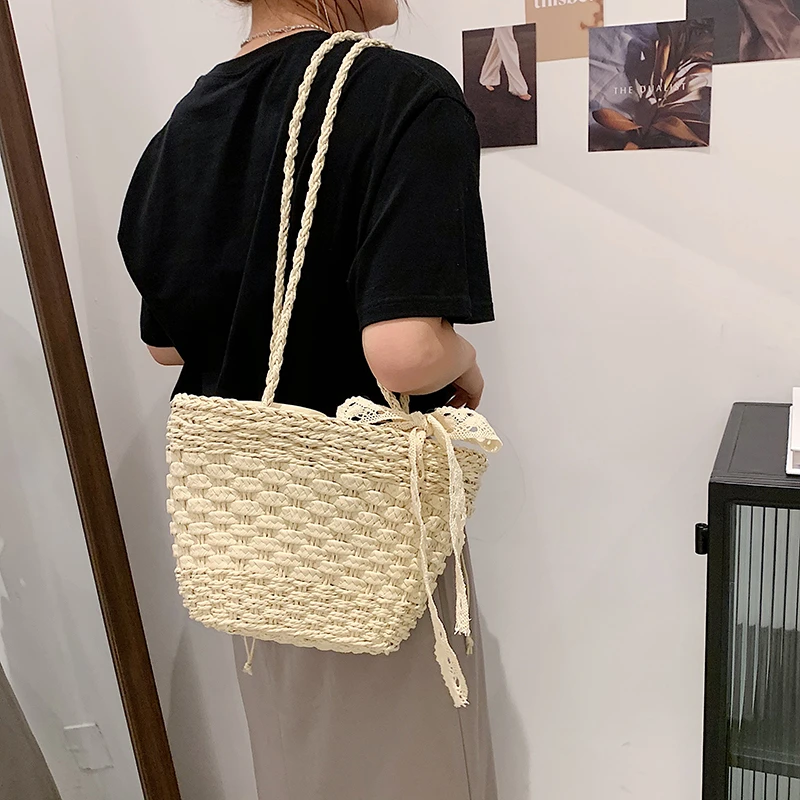 Сумка кросс-боди Женская плетеная соломенный саквояж из ротанга модная