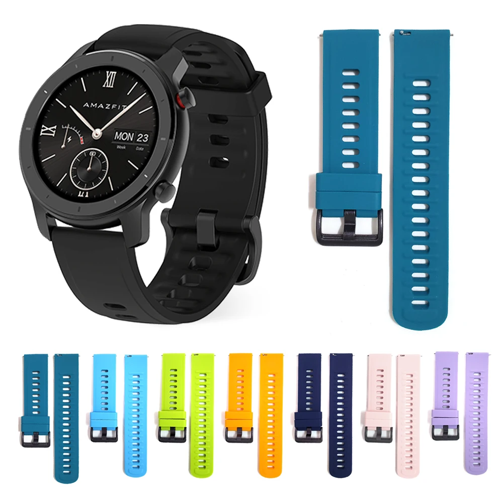 

Watchband For Huami Amazfit Smart Watch Silicone Wrist Strap Band For Amazfit Bip GTR 3 Pro/47mm 42mm GTS 2 2e Stratos Bracelet