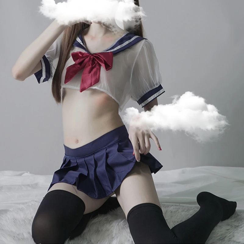 

Kawaii Japanese School Girl cartoon Cosplay Costumes Anime Sexy Lingerie Erotic Women High Elastic Mesh Soft Fabric Nightwear