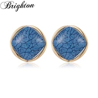 brighton unusual square white blue beads stud earrings for women fashion party trendy jewelry anniversary gift high quality