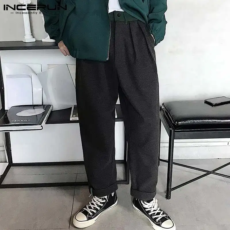 

Мужские повседневные мешковатые брюки, свободные Панталоны на молнии, модные мужские брюки в стиле пэчворк 2021, повседневные Прямые брюки в ...