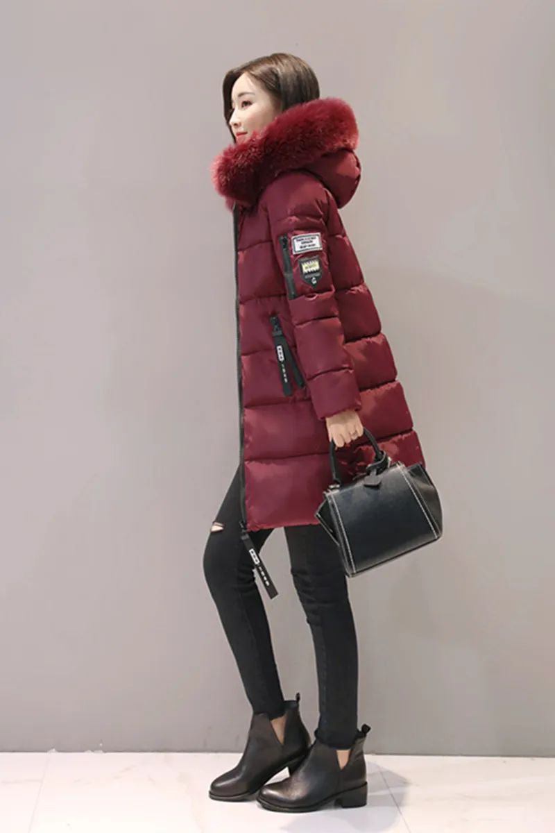 

Casual Arrival 2021 New Warm Fur Collar Hood Ladies Basic Coat jaqueta feminina jacket women parkas cotton Winter