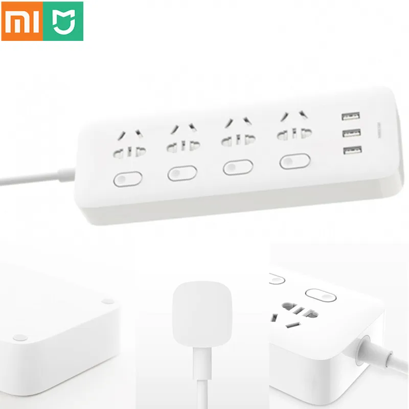 Горячая Xiaomi Mijia блок питания розетка 4 порта переключателя управления 3 USB Jack