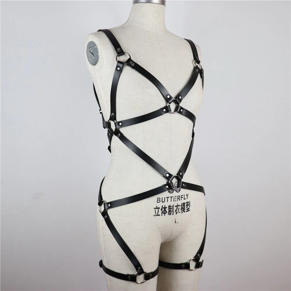 Женские кожаные подвязки ремни для связывания тела сексуальные черный кожаный