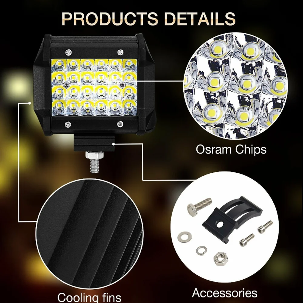 

2PCS 4" LED Combo Work Light Bar Spotlight Off-road Driving Fog Lamp For Truck Boat 12V 24V Headlight For ATV Led Bar