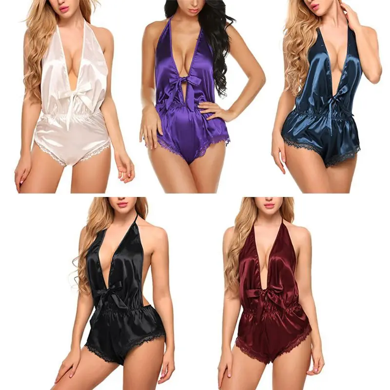 Женское Эротическое белье из искусственного шелка с глубоким v-образным вырезом