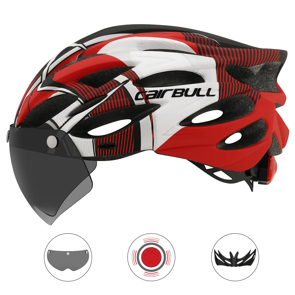 

Cairbull cascos para bicicleta Bike Taillight Intergrally-molded Mountain Road Cycling Helmets with Removable Goggles