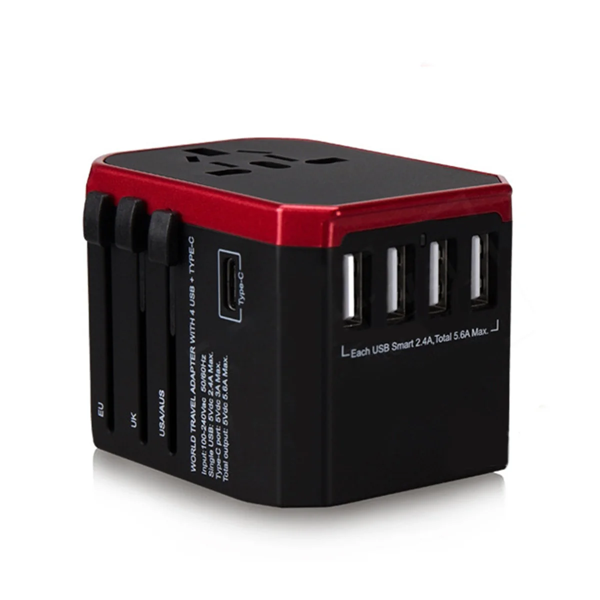 Универсальный адаптер для путешествий по всему миру 4 разъема USB Type-C с вилкой