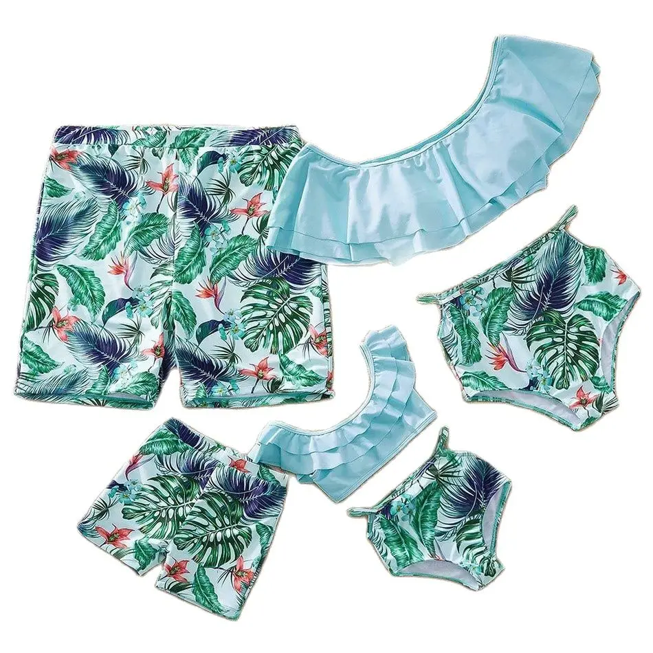 Новейший летний богемный семейный купальник комплект бикини для матери и дочери