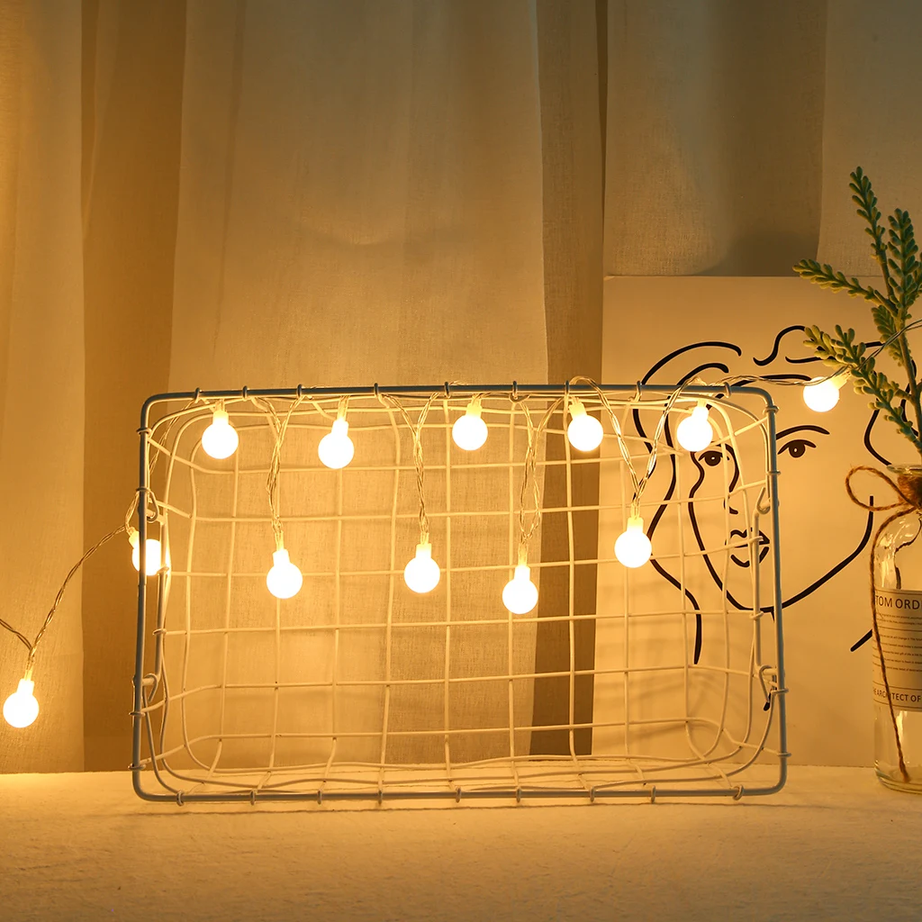 USB модель 20LED Матовый маленький белый шар образный декоративный светильник