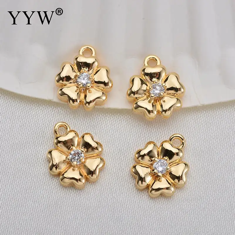 

20 шт. элегантные золотые подвески в форме цветка, кубический цирконий, изготовление ювелирных изделий, модные аксессуары, латунные подвески...