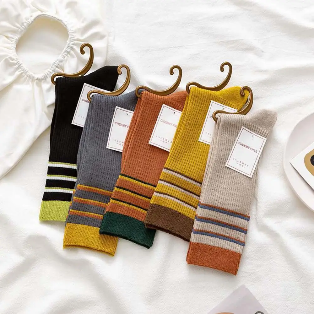 

Fashion Women Socks Autumn Personality Socks Striped Long Girls Cotton Socks Comfortable Simple Socks Wild Motion Socks