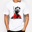 Классическая белая футболка COLORFULAURORA ApparelClassic, модная красная футболка с двойными краями, футболка с принтом панды воина