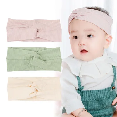 

2020 Baby Headband Cross Top Knot Elastic Hair Bands Soft Solid Girls Hairband Hair Accessories Twisted Knotted Headwrap